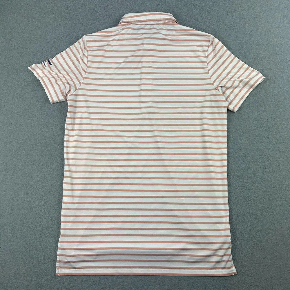 RLX‎ Ralph Lauren Polo Shirt Mens Medium Orange White Performance Stretch